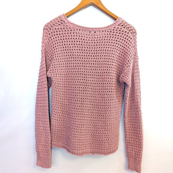 Madewell | Oversized Open-Stitch Summer Sweater Pink Austen Pullover | Size XS - Picture 3 of 11